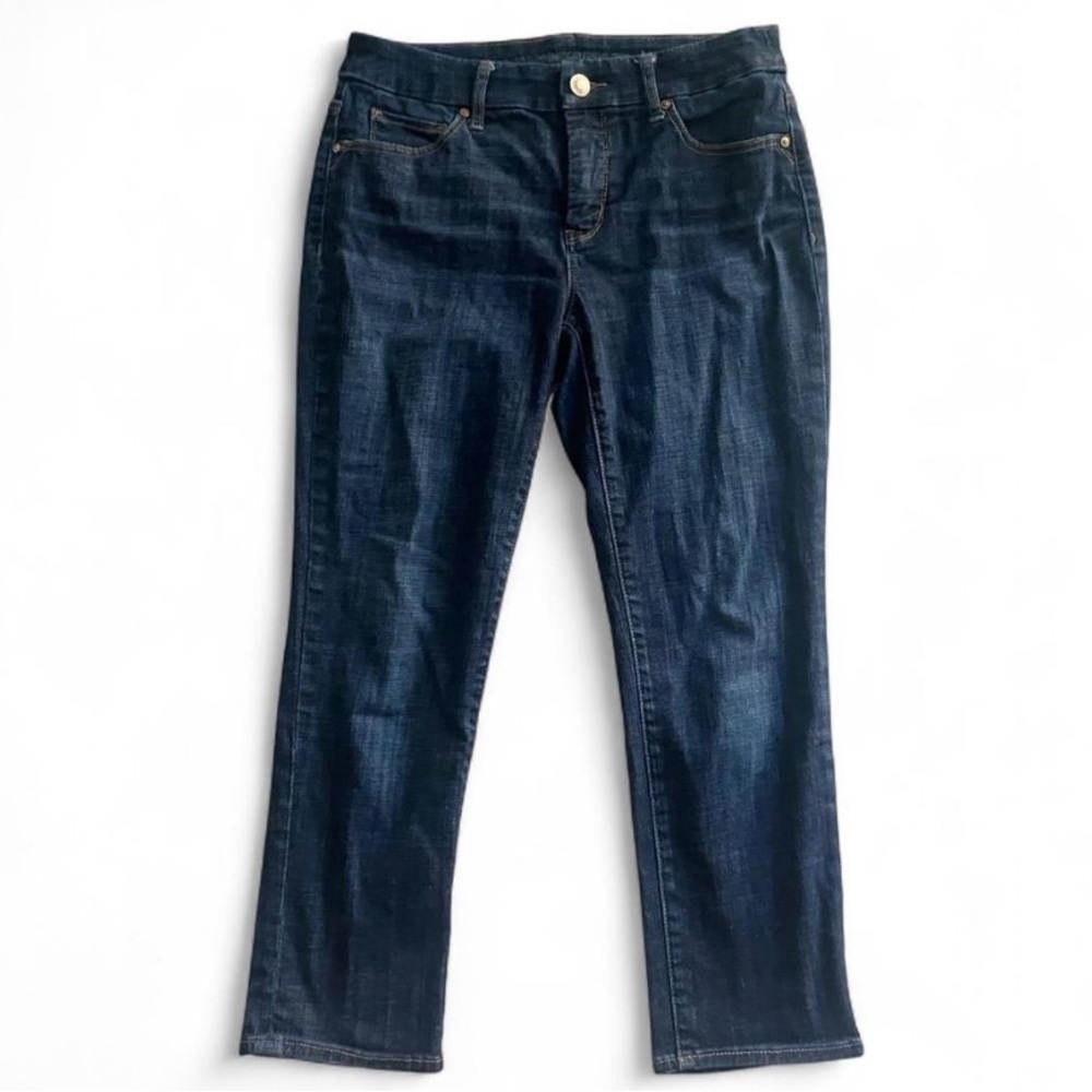 Chico’s Girlfriend Crop Dark Wash Jeans - 28” Waist, Size 00 Petite/Short